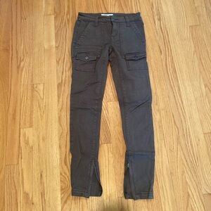 Joie Olive Green Cargo Skinny Jeans Zipper Bottom 6 Pocket